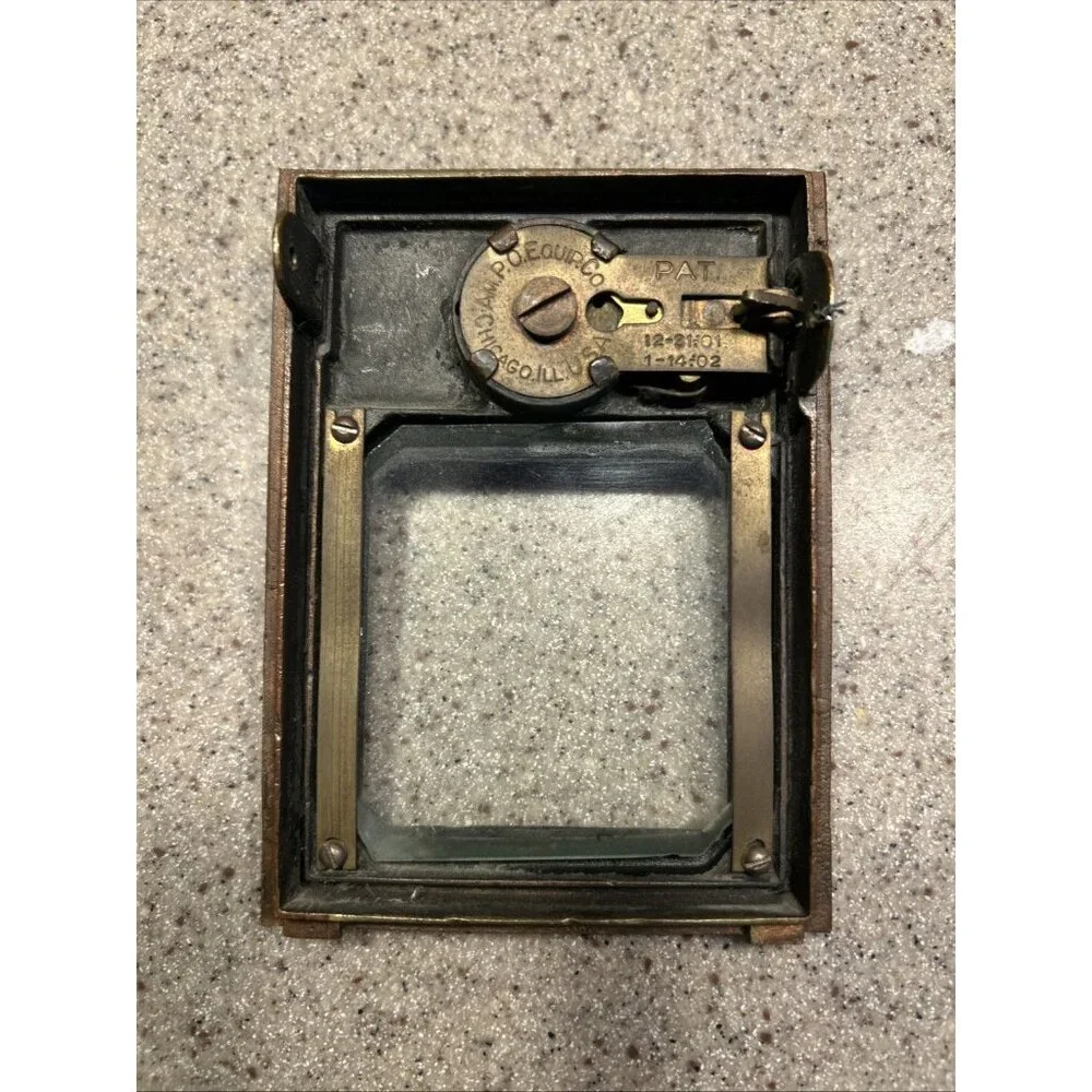 1920's US Brass Post Office Door Glass in Window Antique Collectible Textured - Picture 4 of 7
